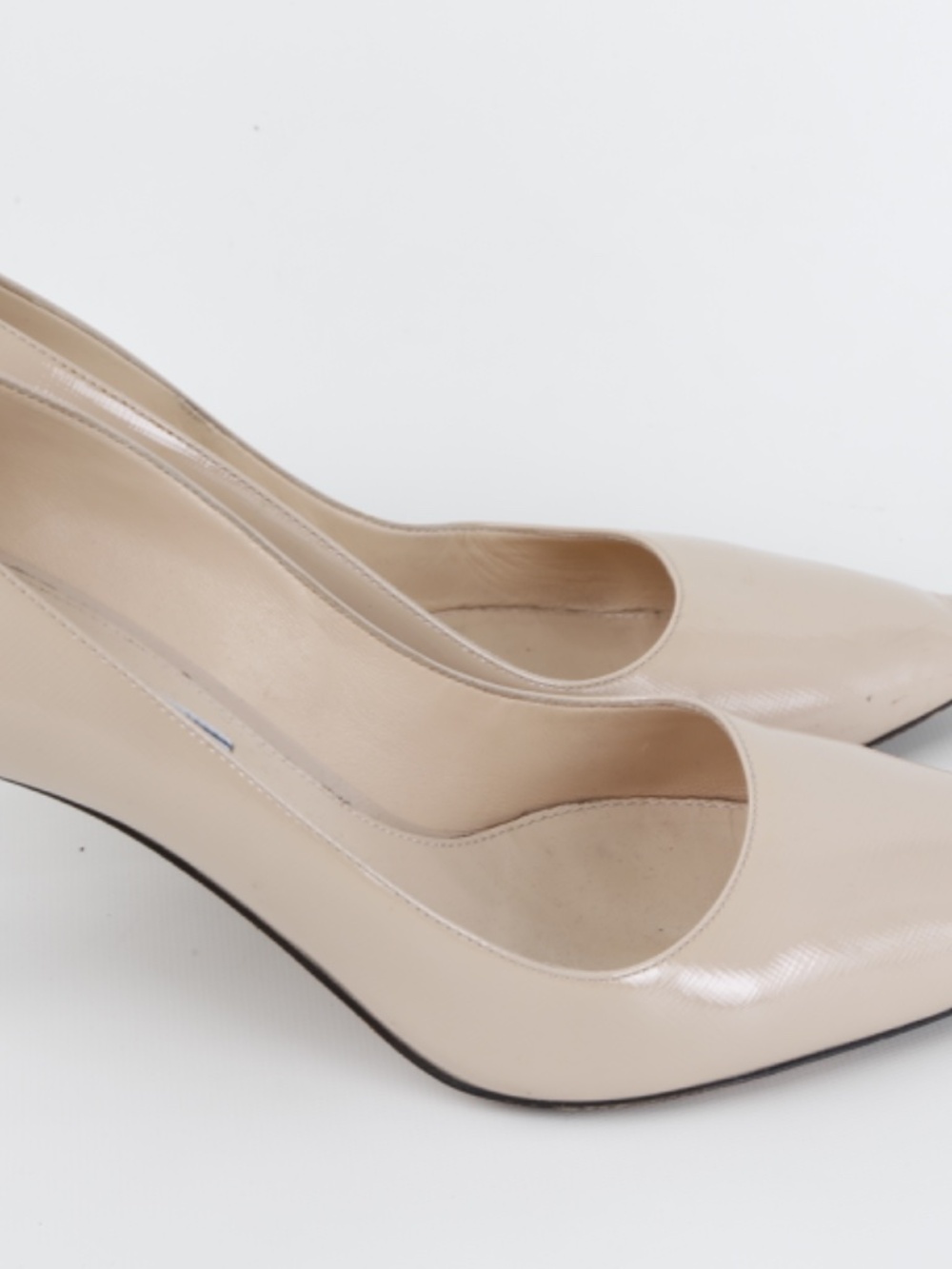 Prada Nude Beige Patent Leather Pointed Toe Pumps Heels Size 39.5 - Picture 6 of 16